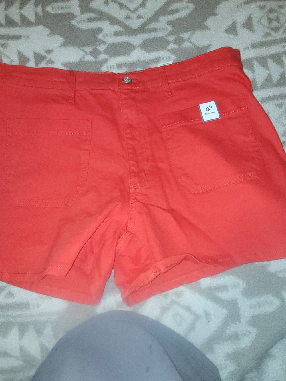 Time and Tru High-Waist Shorts in Coral Red